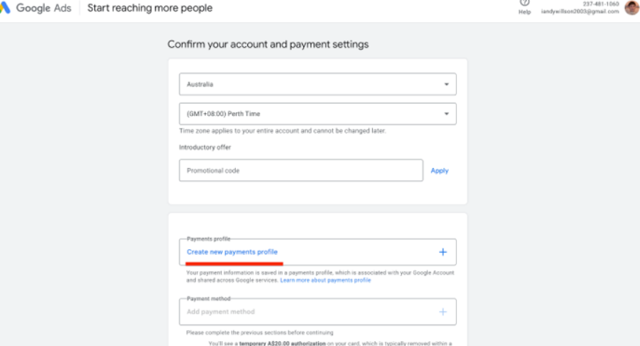 Створення платіжного профілю