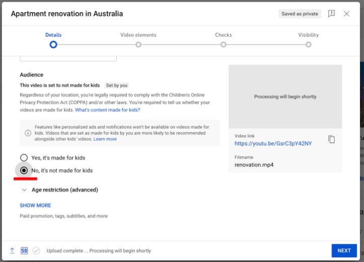 Скролю вниз, вибираю "не для дітей" і тисну далі.