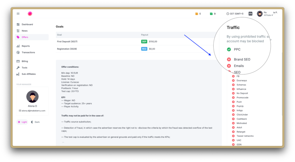Види трафіку Makeberry Affiliates