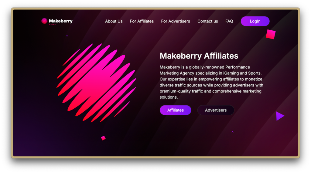 Головна сторінка Makeberry Affiliates