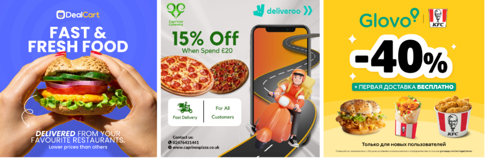 Креативи для сервісів доставки (взято з Adheart)