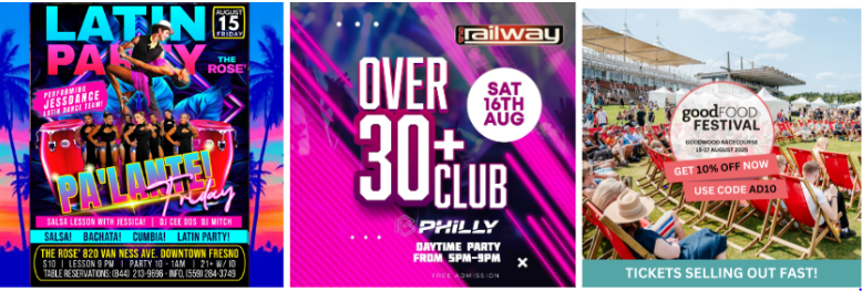 Приклади крео для івент-вертикалі (взято з Adheart)