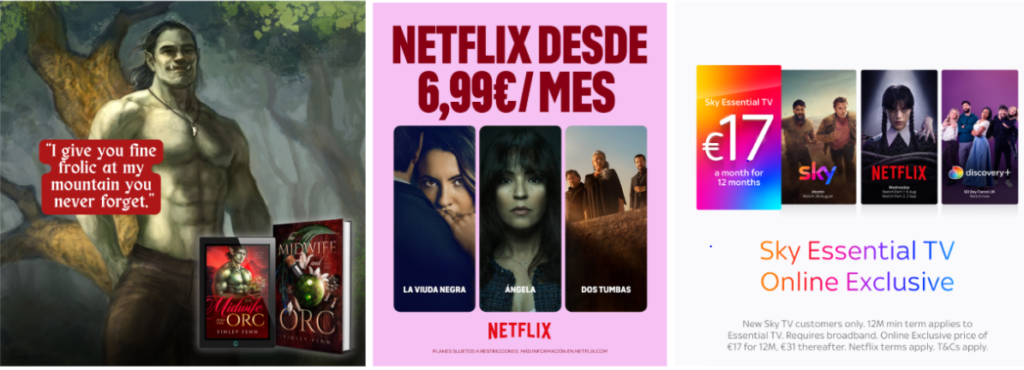 Приклади креативів для стримінгових та контент-платформ (взято з Adheart)