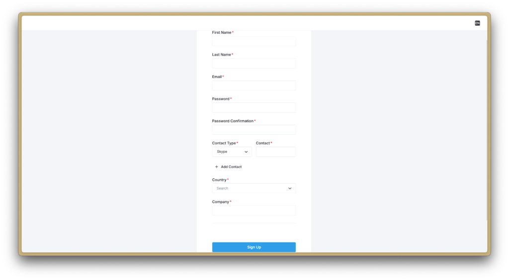 Форма реєстрації CPAcrew