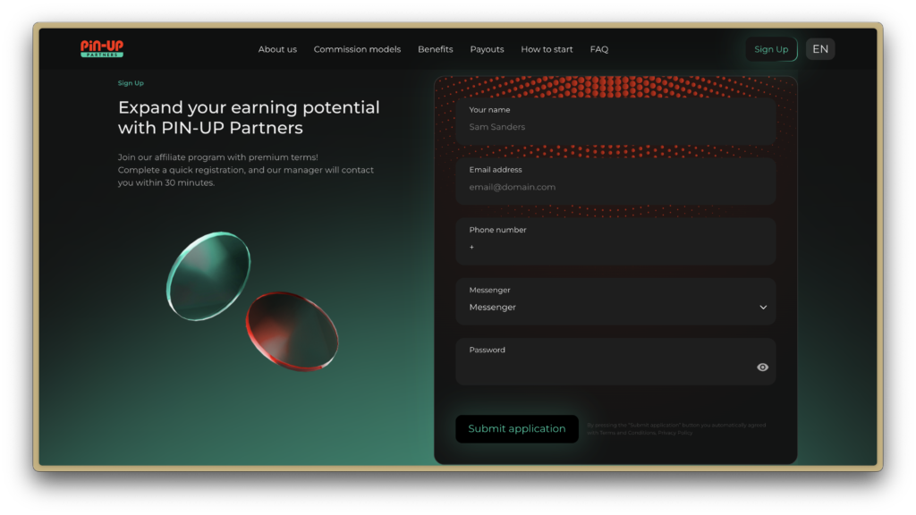 Pin-up partners реєстрація