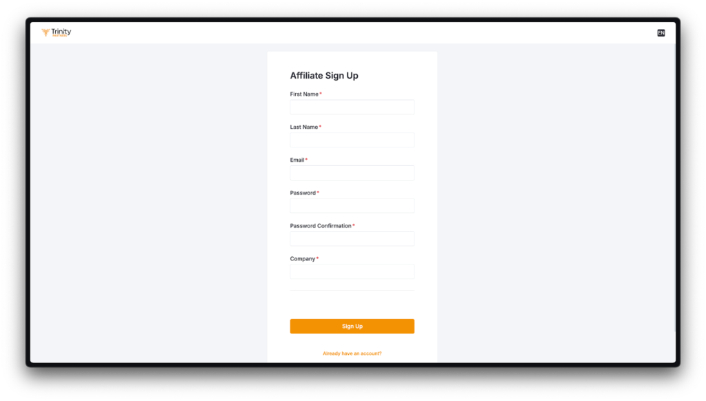 Форма реєстрації Trinity Partners