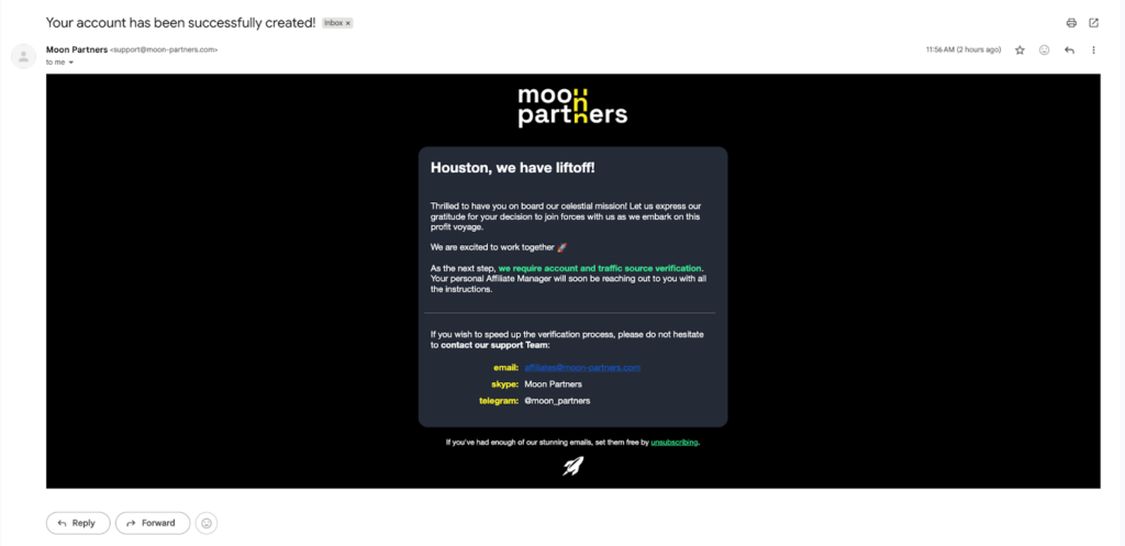 Верифікація акаунту Moon Partners