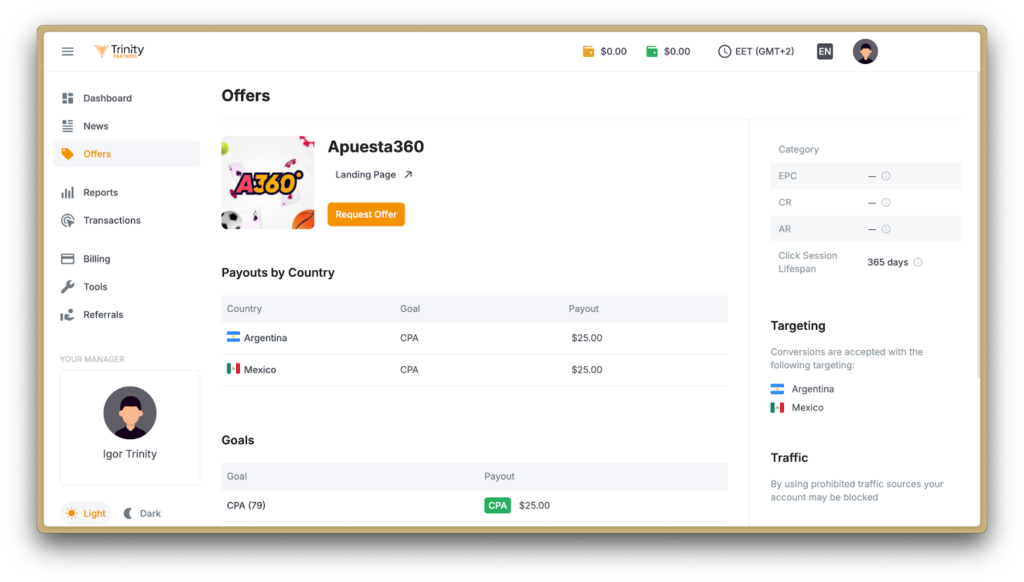 Офер Apuesta360 від Trinity Partners