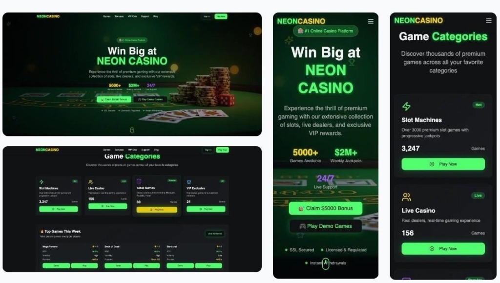 генерація веб сайту онлайн казино