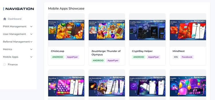 Список доступних застосунків Spendy