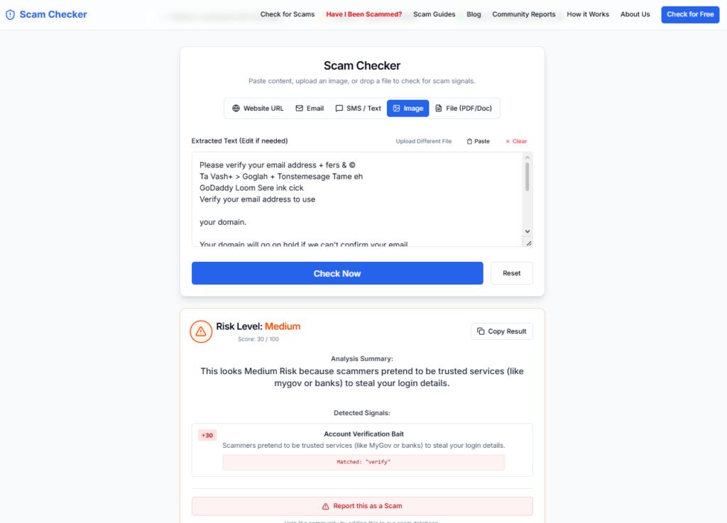 Scam Checker
