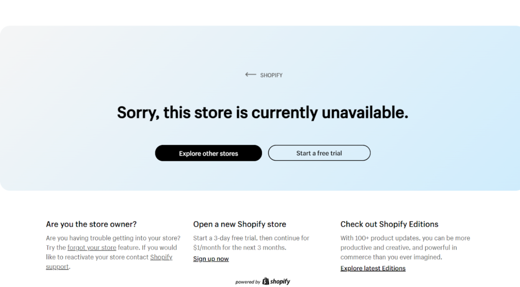 store unavailable