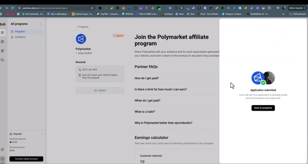 Реєстрація в реферальній програмі