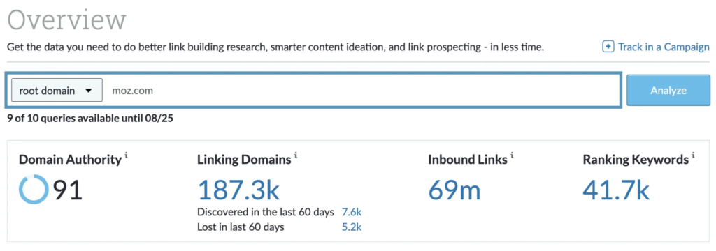 Domain Authority у системі Moz